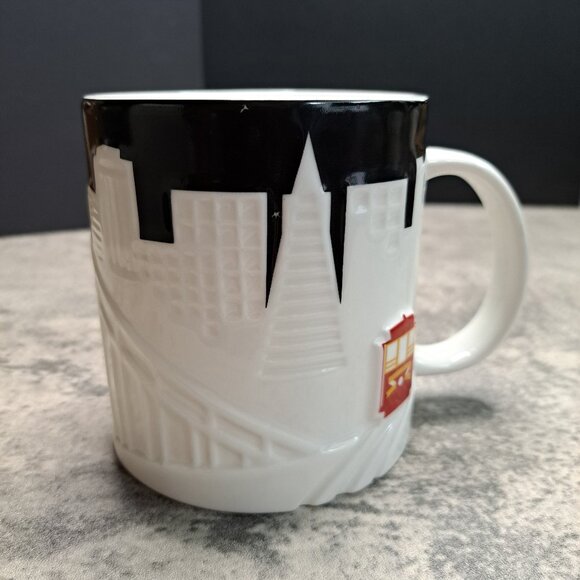 Starbucks Other - Starbucks Black and White San Francisco City Relief Embossed Mug Skyline